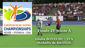 Giulia BONECHI ITA Médaille de Bronze au Championnat d'Europe  RollerPiste 2016 d'Heerde : Finale JF 300m vitesse A @FFRollerSports #TvLocale_fr 