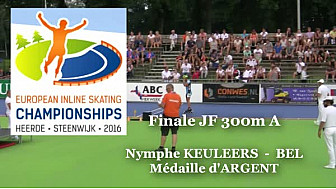 Nymphe KEULEERS BEL Médaille d'ARGENT au Championnat d'Europe  RollerPiste 2016 d'Heerde : Finale JF 300m vitesse A @FFRollerSports #TvLocale_fr 