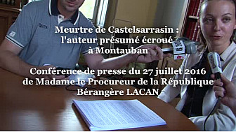 Meurtre de Castelsarrasin Mme la substitut du Procureur de la République du Tarn-et-Garonne à Montauban Bérangère LACAN communique à la presse.