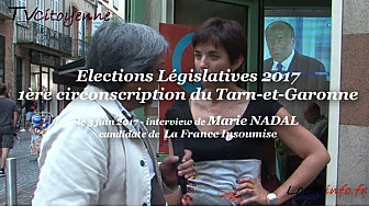 Elections Législatives 2017 en Tarn-et-Garonne: Marie NADAL candidate La France Insoumise sur la 1ère circonscription au micro de Michel Lecomte de TvCitoyenne