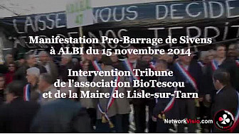 Barrage de Sivens : l'association des riverains et la Maire de Lisle-sur-Tarn à la Manifestation Pro-Barrage d'Albi le 15 novembre 2014