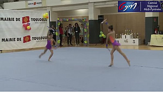 Gymnastique GR Massues Nationale DUO 13 ans et moins: le Duo de Plaisance du Touch se classe troisième le 19 mars 2016 à Toulouse