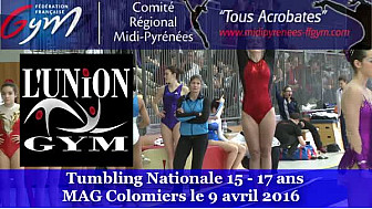 Gymnastique Tumbling: Perrine MARPINARD de l'Union Gym en Nationale 15-17ans le 9 avril 2016 à Colomiers @FFGymnastique 