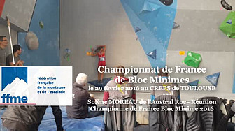 Solène MOREAU est devenue Championne de France Minime 2016 d'Escalade Bloc le 29 février au CRESP de Toulouse @ffme1 #TvLocale-fr