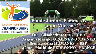  Elisabeth BAIER  -  GER Championnat d'Europe  RollerPiste 2016: Finale B Juniors Femmes au  500m vitesse @FFRollerSports #TvLocale_fr #CPAL-Locminé