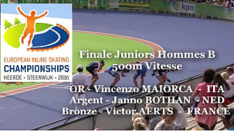 Victor AERTS Médaille de Bronze au Championnat d'Europe  RollerPiste 2016 d'Heerde : Finale JH 500m vitesse B @FFRollerSports #TvLocale_fr