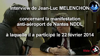 Manifestation NDDL Nantes : Jean-Luc MELENCHON donne son sentiment sur ce qu'il a constaté le 22 février 2014 au micro de Michel Lecomte 