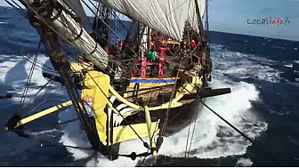 Alerte Météo l'Hermione confrontée au Coup de Vent au large des côtes Lusitaniennes @LHERMIONE_SHIP @Localinfo_fr @TvLocale